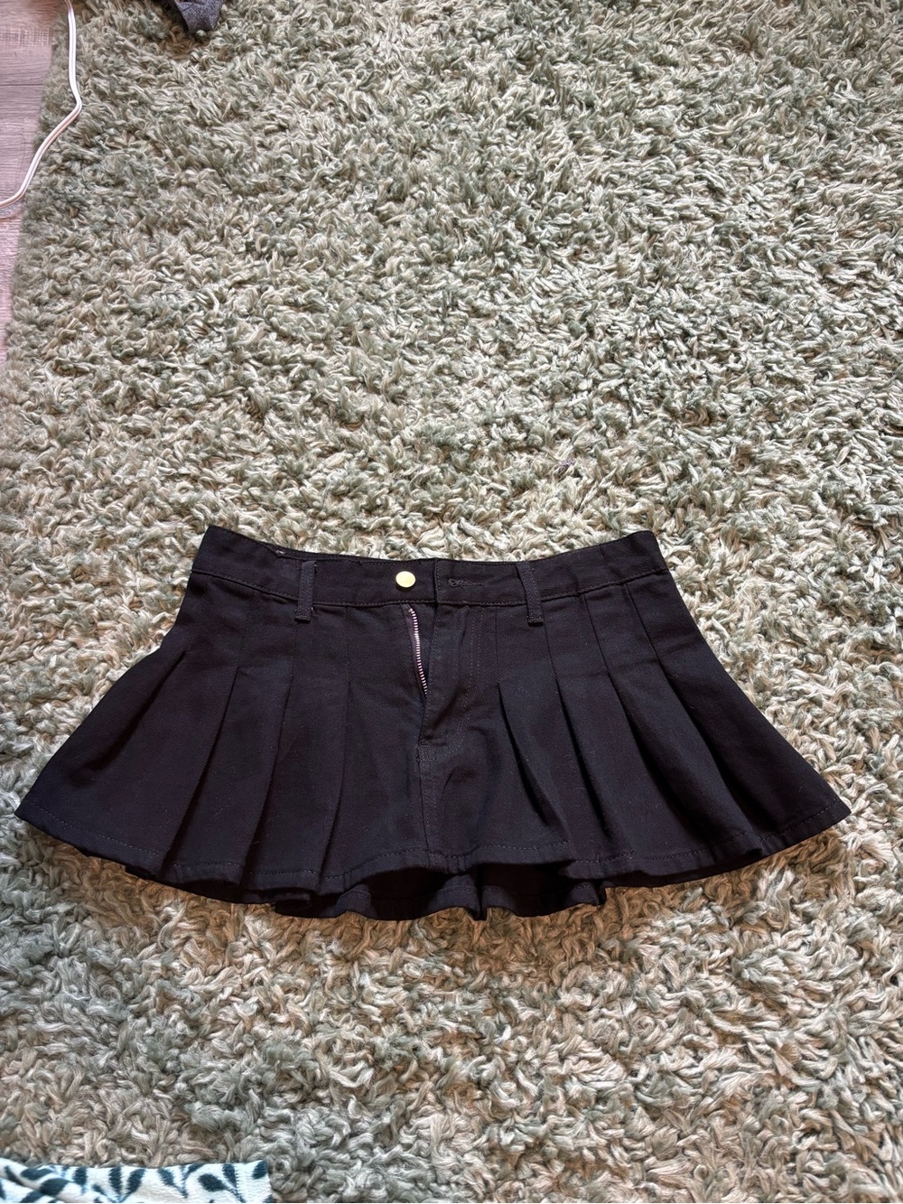 🖤Y2K Black Denim Pleated Mini Skirt